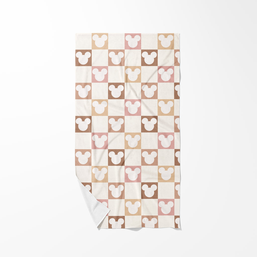 Blush Check Mouse Beach Towel